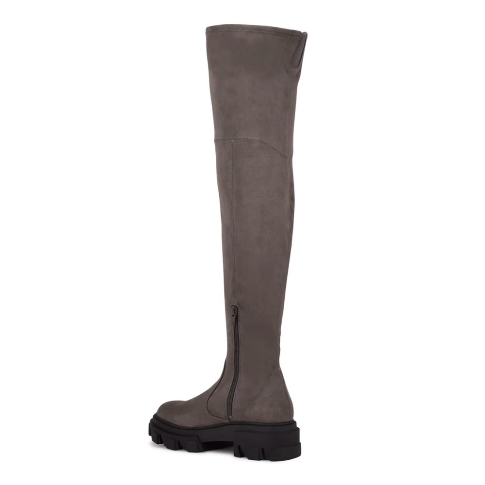Nine West Cellie2 Dark Gray Suede Fashion Moto Chic Over the Knee Fashion Boots